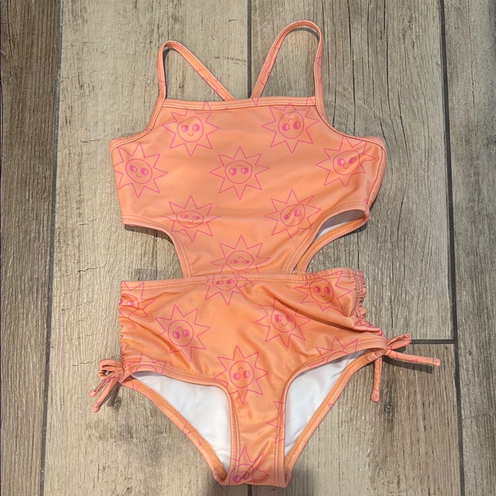 Cat and Jack Orange and Pink One Piece Swimsuit with Side Cutouts size 5T